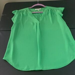 Chaus Vibrant Green V-Neck Blouse